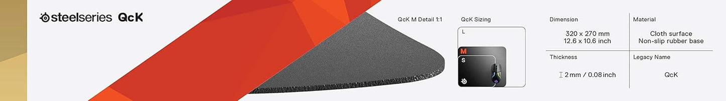 SteelSeries QcK Gaming Mouse Pad - XXL Cloth - Peak Tracking and Stability - Esports Mousepad - Never-Slip - Full Desk Coverage
