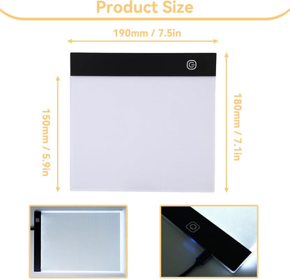 A5 LED Light Box, A5 Tracing Light Table LED Copy Board Lights Tracing Drawing Board Portable Diamond Art Painting Lights Boards Ultra Thin Adjustable for Sketching Animation