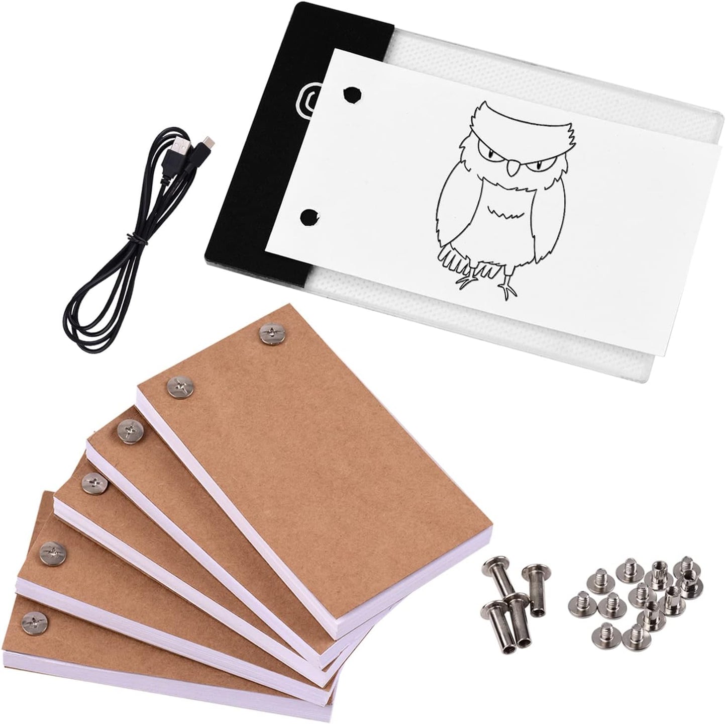 Flip Book Kit with Light Pad LED Drawing Tablet Thin Art Stencil Drawing Board Light Box for Tracing