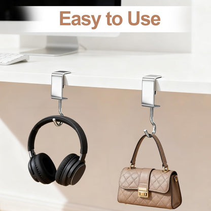 Heavy-Duty Desk Hook Table Clamp Hooks Hanging Bag Backpack, 6 Pcs Metal Rust-Resistant Shelf Hooks, Adjustable Desktop Mounting Hook (6 pcs)
