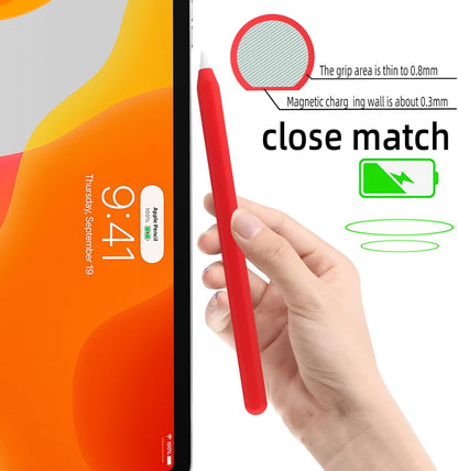 Ultra Thin Silicone Skin Cover Compatible with Apple Pencil 2nd Gen, Protective Silicone Case for iPad Pro 11 12.9 inch 2018 Pencil Case Shockproof Soft Silicone Sleeve(Matcha Green)