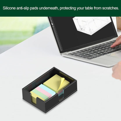 Acrylic Sticky Note Holder, Self-Stick Note Pad Holder W/O Pads - Note Dispenser Memo Pad Holder Desk Organizer for School Office Home (3''x3'' Clear)