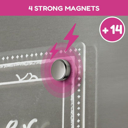 CHALKY CROWN Magnetic Dry Erase Menu Board for Fridge Includes 4 Liquid Chalk Markers - Weekly Meal Planner Blackboard, Grocery List & Notepad for Kitchen Refrigerator - Chalkboard Magnet 15.6" x11.6