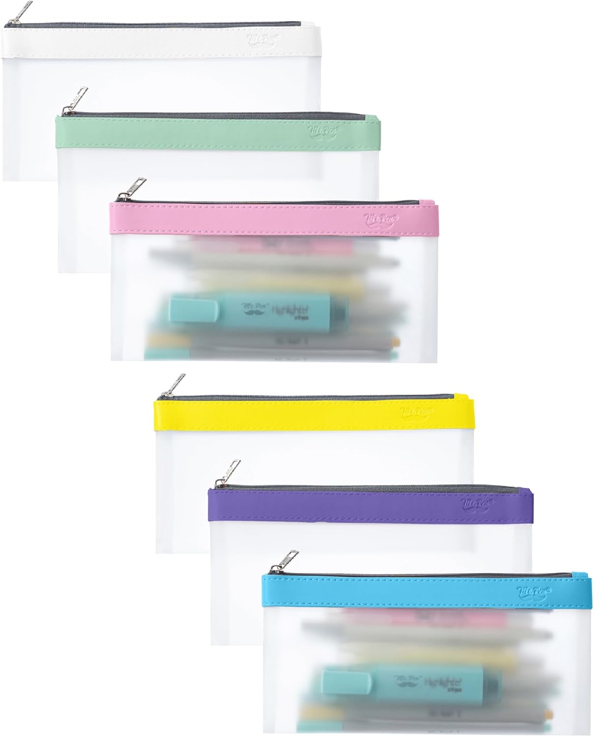 Mr. Pen- Clear Pencil Pouch, 8.50"x4.25", 3 Pack, Durable TPU Material, Medium Water-Resistant Pencil Bags with Smooth Zipper, Multipurpose Clear Pouch for Stationery, School, Office, Travel Supplies