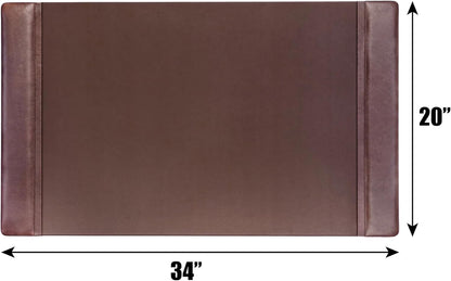 DACASSO Leather Desk Pad with Side Rails - Luxury Leather Desk Blotter for Writing - Executive Desk Surface Protector - (Chocolate Brown, 25.5 x 17.25”)