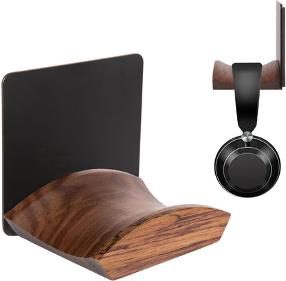 Magnetic Headphone Holder Desk Headset Holder for Monitor Headphone Hanger Under Desk Headphone Mount Stand Walnut Wood