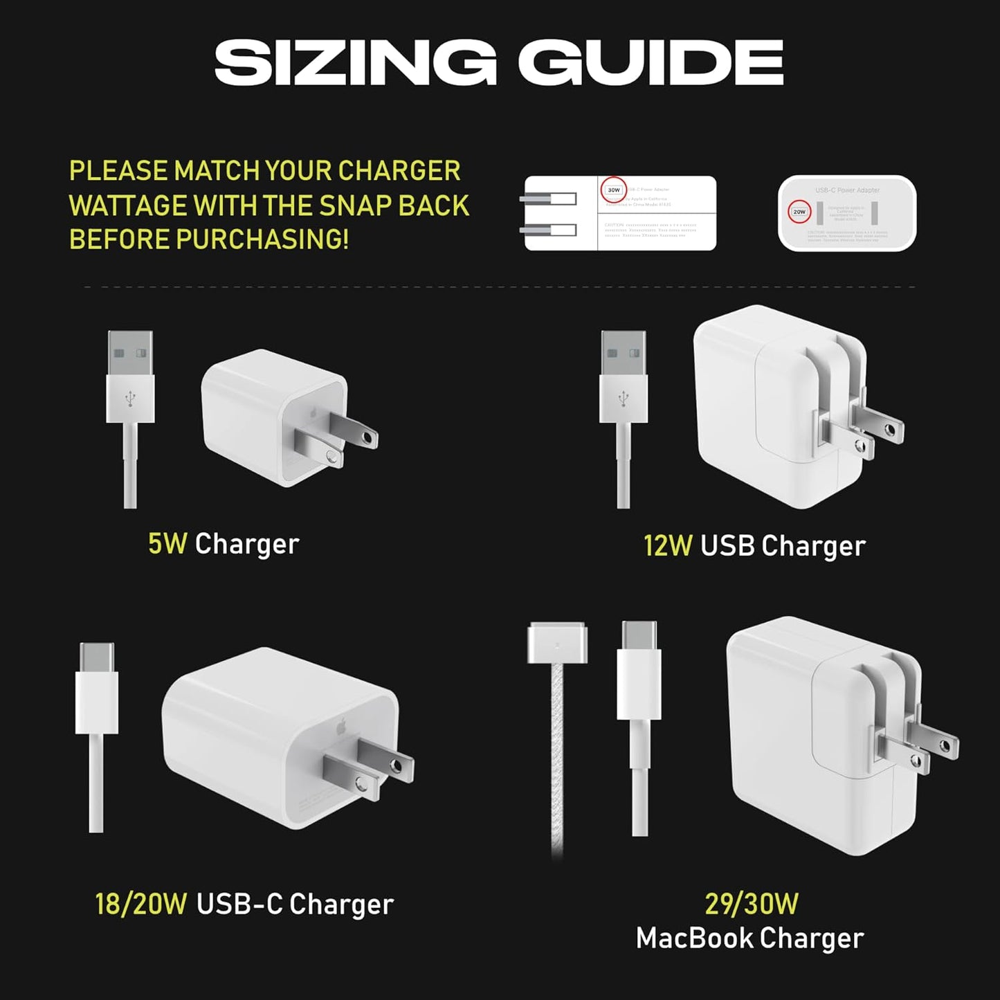 The Snap Back Charger Winder Compatible with Apple 5W Lightning iPhone, and iPad Charger and Adapter for Travel and Cable Management