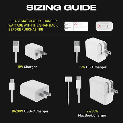 The Snap Back Charger Winder Compatible with Apple 5W Lightning iPhone, and iPad Charger and Adapter for Travel and Cable Management