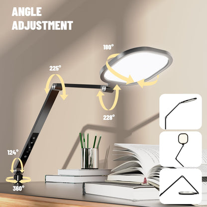 Desk Lamps for Home Office, 2000LM Eye-Caring Desk Light with Clamp, Dimmable Zoom Lighting with 3 Colors & 10 Brightness, Remote Computer Ring Light for Video Calls,Conference, Reading, CRI>97.8