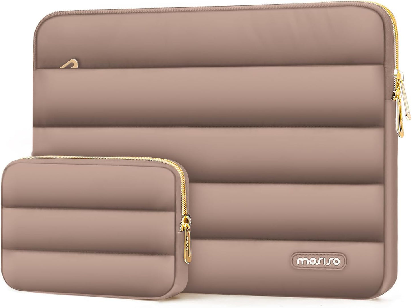 MOSISO Laptop Case 13.3 inch,13-13.3 inch Puffy Laptop Sleeve Compatible with MacBook Neo/Air 13.6 M5 M4 M3 M2 M1/Pro 13/14,HP Dell ASUS Lenovo,Polyester Horizontal Bag with Small Case, Sand