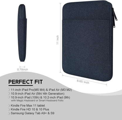 9-11 inch Tablet Sleeve Case for Fire Max 11 Tablet/Kindle Fire HD 10 Plus 10.1", iPad Pro M5 M4 /A16 11-in, iPad Air M2 M3 M4, 10.2 10.5 10.9 iPad Air, Galaxy Tab A9+ Plus, Fit Magic Keyboard -Purple