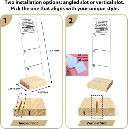 Monitor Memo Board with Removable Wooden Base Acrylic Portable Sticky Note Holder, It's Fine I'm Fine Everything is Fine Logo Office Desk Desk Set Sticky Notes 100 Sheets