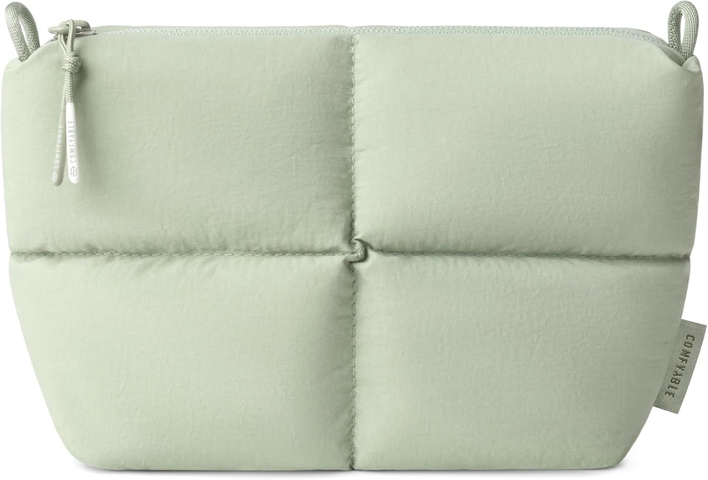 Comfyable Puffy Electronics Organizer Travel Case, Cute Tech Pouch for Women Men, Cable Storage Bag for Charger, Phone, Power Bank, Cord, Compact Tech Accessories Pouch, Rice