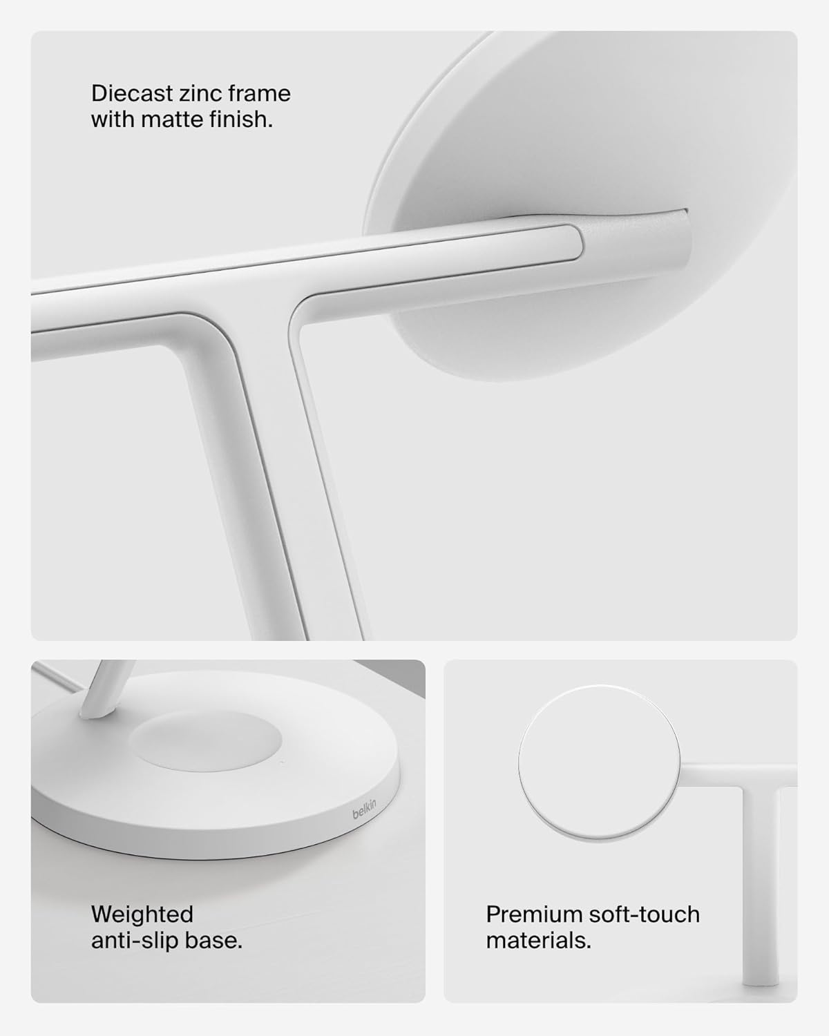 Belkin MagSafe-Compatible iPhone Charger, 3-in-1 Wireless Charging Station, Qi2-Certified 15W Wireless Charge for Apple iPhone 17 Series, Apple Watch, AirPods w/Non-Slip Base, 40W Included - Black