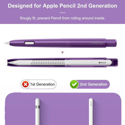 MoKo Holder Case Compatible with Apple Pencil 2nd Generation, Retractable Protective Apple Pencil Cover with Sturdy Clip, Hard PC Apple Pencil Case, Support Double-Tap, Dark Purple