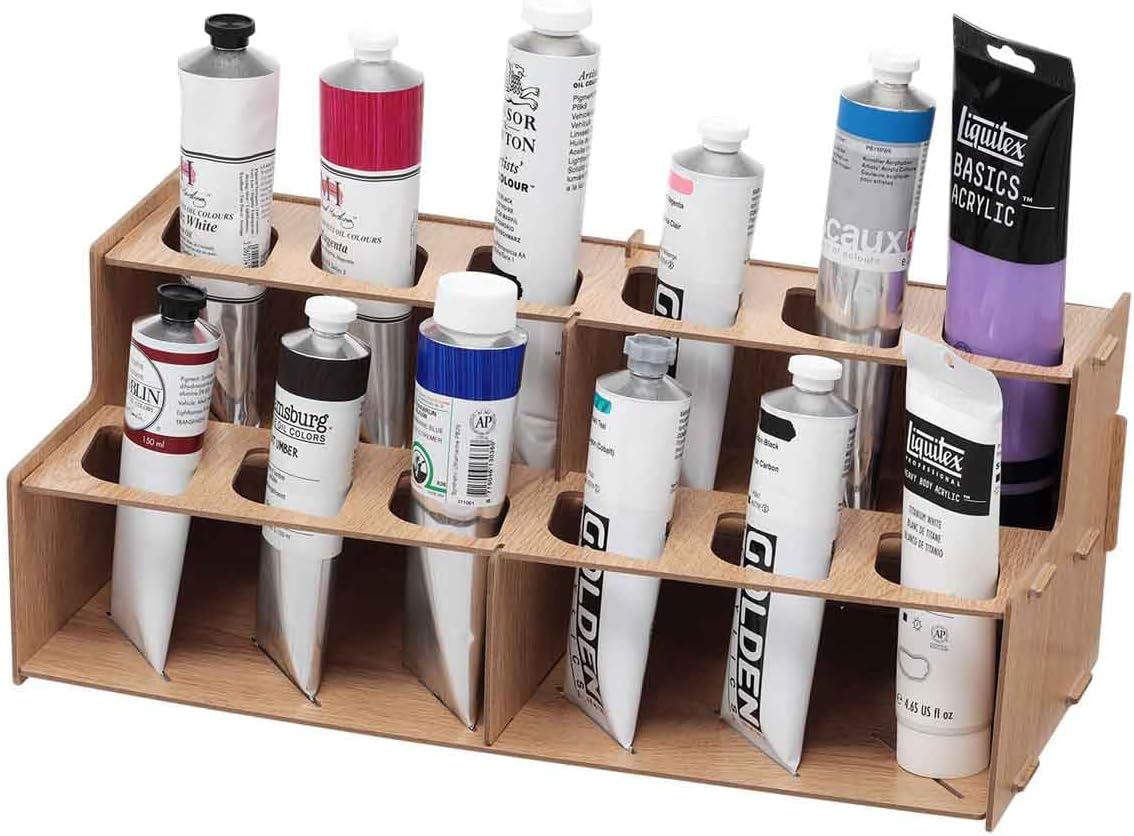 HG Art Concepts Mezzo Artist Drawing Rack - Wood Grain Laminate Multi Layer Desk Stand Professional Storage Display Organizer for Pens, Pencils, Drafting and all other Drawing Tools