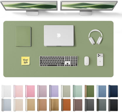 YSAGi Large Extended PU Leather Desk Pad Protector – Non-Slip Waterproof Desk Mat for Office & Home, Easy Clean Mouse Pad & Laptop Writing Blotter 35.4"x17" Black - Colors A