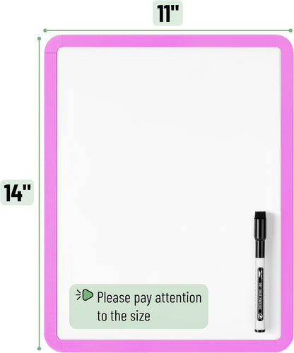 Mr. Pen- Dry Erase Board, 14” x 11” with a Black Dry Erase Marker, White Frame, Small Mini White Board for Students, Fridge, Wall, Locker, Includes Double Sided Tapes