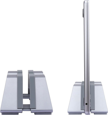 Adjustable Dual Vertical Laptop Stand - Supports 2 Devices Holder, Fit for All Laptops(10-30mm Thickness) - Fashion Design, Adjustable Width, Anti-Slip & Scratch-Resistant, Patented Design