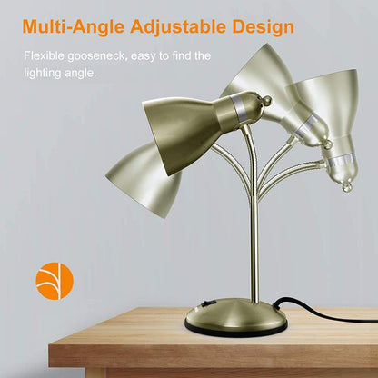 LEPOWER Metal Desk Lamp, Eye-Caring Table Lamp, Study Lamps with Flexible Goose Neck for Bedroom, Home Office (Matte Black)