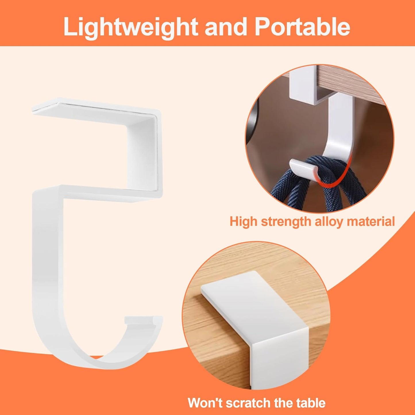 2PCS Purse Hook for Table - Heavy Duty Purse Hanger for Table High-Strength Alloy Materials Purse Holder for Desk Can Hook Bags, Umbrellas, Keys, Cups and Headphone