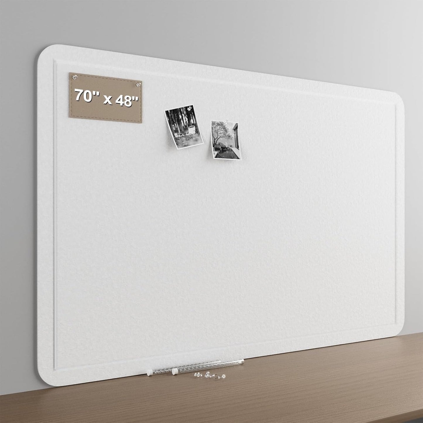 Large Felt Bulletin Board for Wall, 24"x18" Frameless Picture Board, Soft Felt Cork Board for Office, Home Planning & Office Wall Decor, Easy Install Pin Board