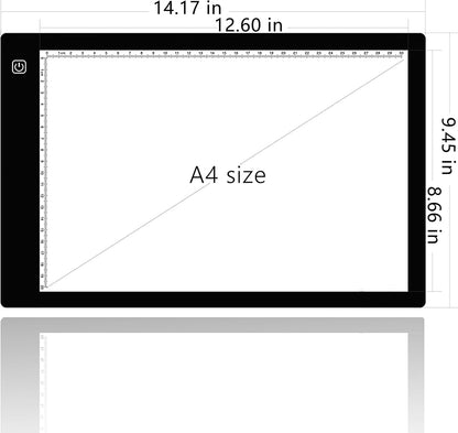 A4 Ultra-Thin Portable LED tracing Light Box Dimmable Brightness LED Art Tracing Pad for Artist Drawing Sketching Animation Stencilling and 5d Diamond Painting (Black, A4)