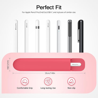MoKo Pencil Case Holder, Adhesive Silicone Pencil Protected Sleeve Compatible with Apple Pencil Pro/ (USB-C)/ 1st/ 2nd Generation, Similarly Sized Styluses Accessories, Black
