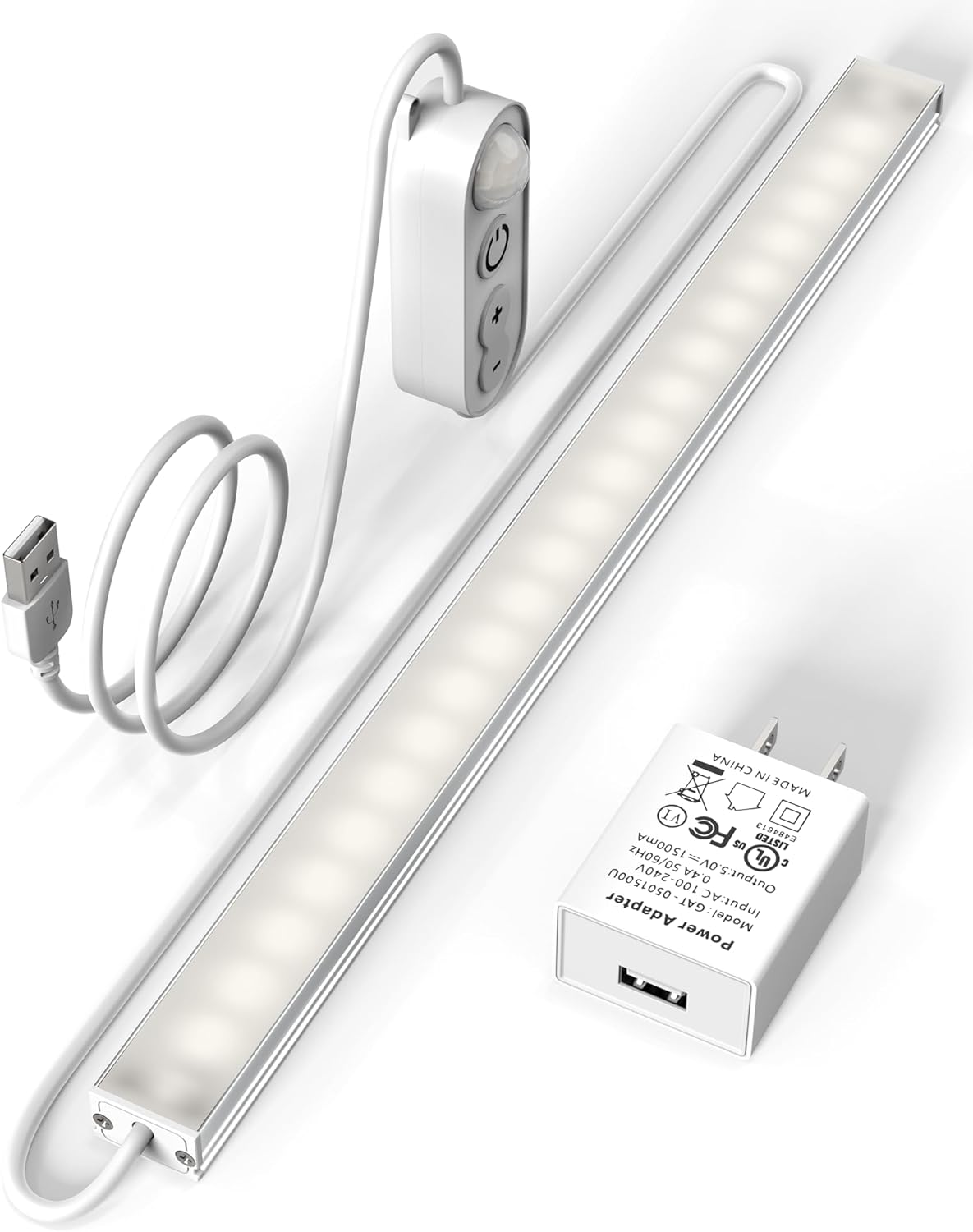ASOKO Under Cabinet Led Lighting, 12 Inch Light Strip Bar, Daylight White 5000K Dimmable Plug in USB Light, Small Thin Led Under Counter Lighting for Kitchen/Room/Shelf/Desk/Display Case