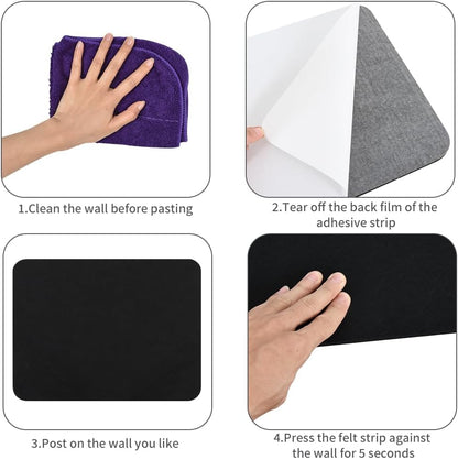 Vuzvuv Black 28"x16" Large Cork Board with 50 Push Pins & Sticky Notes, Self-Adhesive Bulletin Board for Wall, Felt Pin Vision Board for Paste Notes,Schedules Offices Home