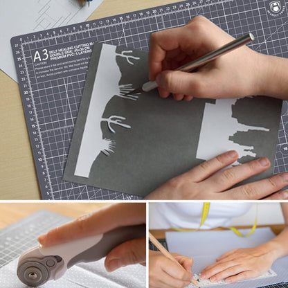 HEADLEY TOOLS 18" x 24" Thickened Self Healing Cutting Mat, A2 Rotary Cutting Sewing Mat for Crafts, Double Sided 5-Ply Table Cutting Board for Fabric Quilting Leather Arts Hobby Project, Grey/Black