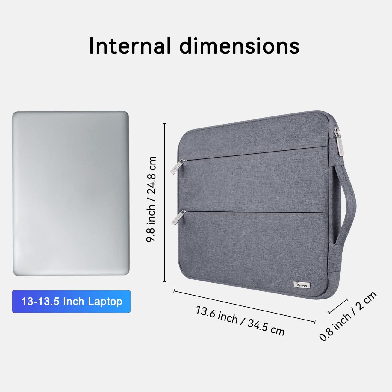 Voova 15.6 16 Inch Laptop Sleeve Case Compatible with MacBook Pro 16 M1/M2/M3/M4 Max 2019-2025, 15.6-16” Hp Lenovo Acer Asus, Waterproof Slim Computer Bag Cover with Handle, Grey