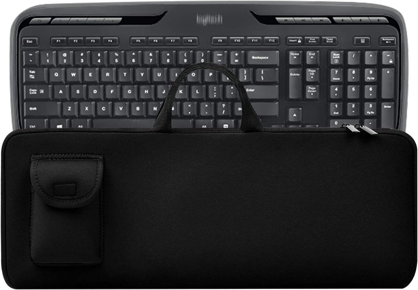 Travel Case for Logitech MK335 Wireless Computer Keyboards Mouse Combo, Neoprene Mouse Pouch and Cable Storage Bag, Keyboard Sleeve for Aula S99 Gaming Keyboard (Black)