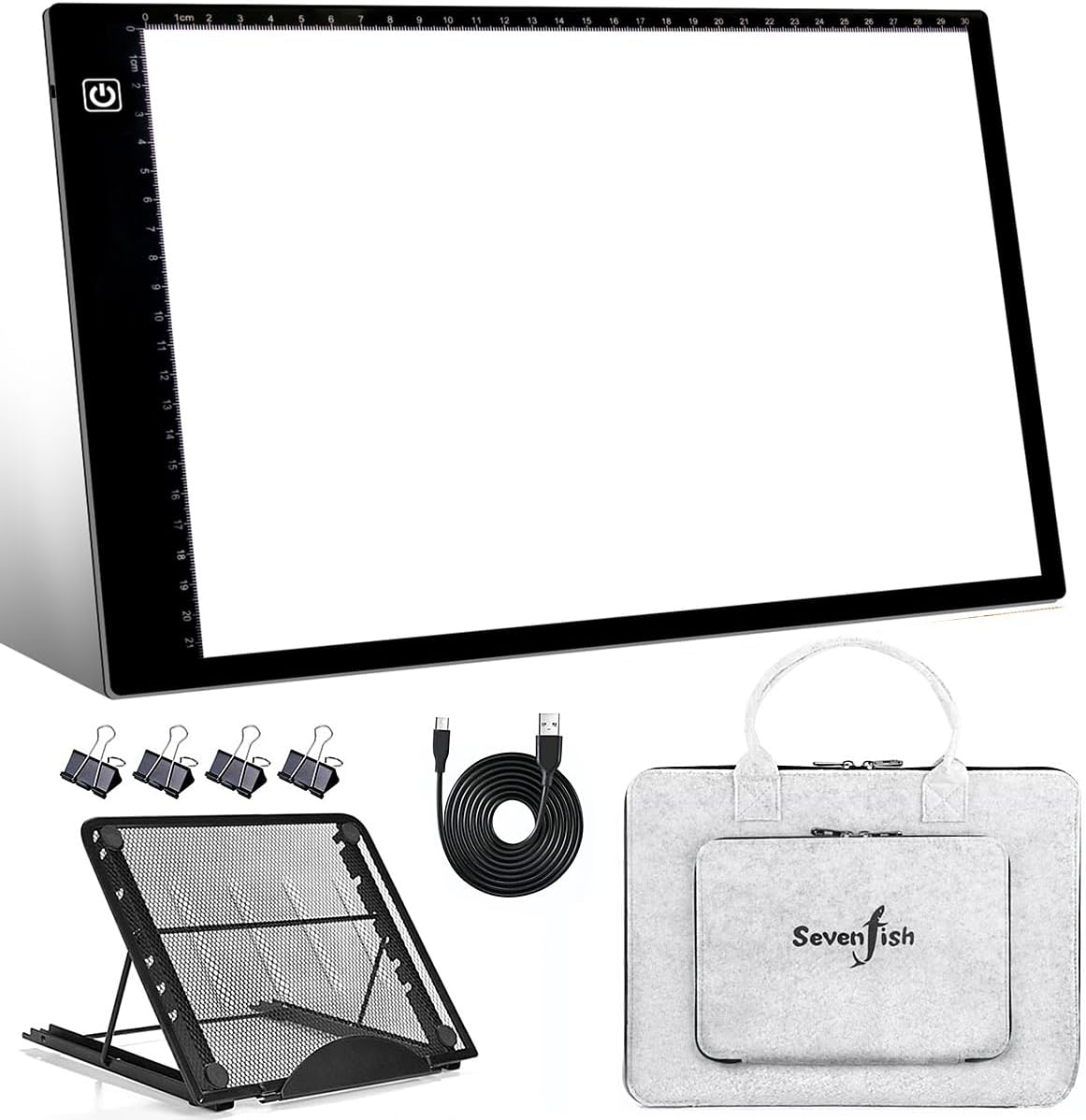 SevenFish Diamond Painting Accessories A4 Light Pad, Upgraded Light Board High Brightness No Black Dots Diamond Art Light Box for Diamond Painting Tools, Drawing/Tracing/Craft/Sketching/Weeding Vinyl