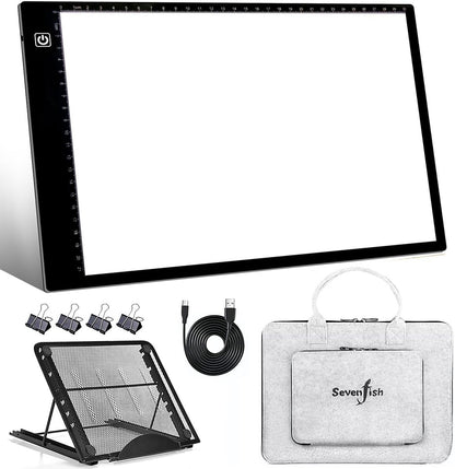 SevenFish Diamond Painting Accessories A4 Light Pad, Upgraded Light Board High Brightness No Black Dots Diamond Art Light Box for Diamond Painting Tools, Drawing/Tracing/Craft/Sketching/Weeding Vinyl