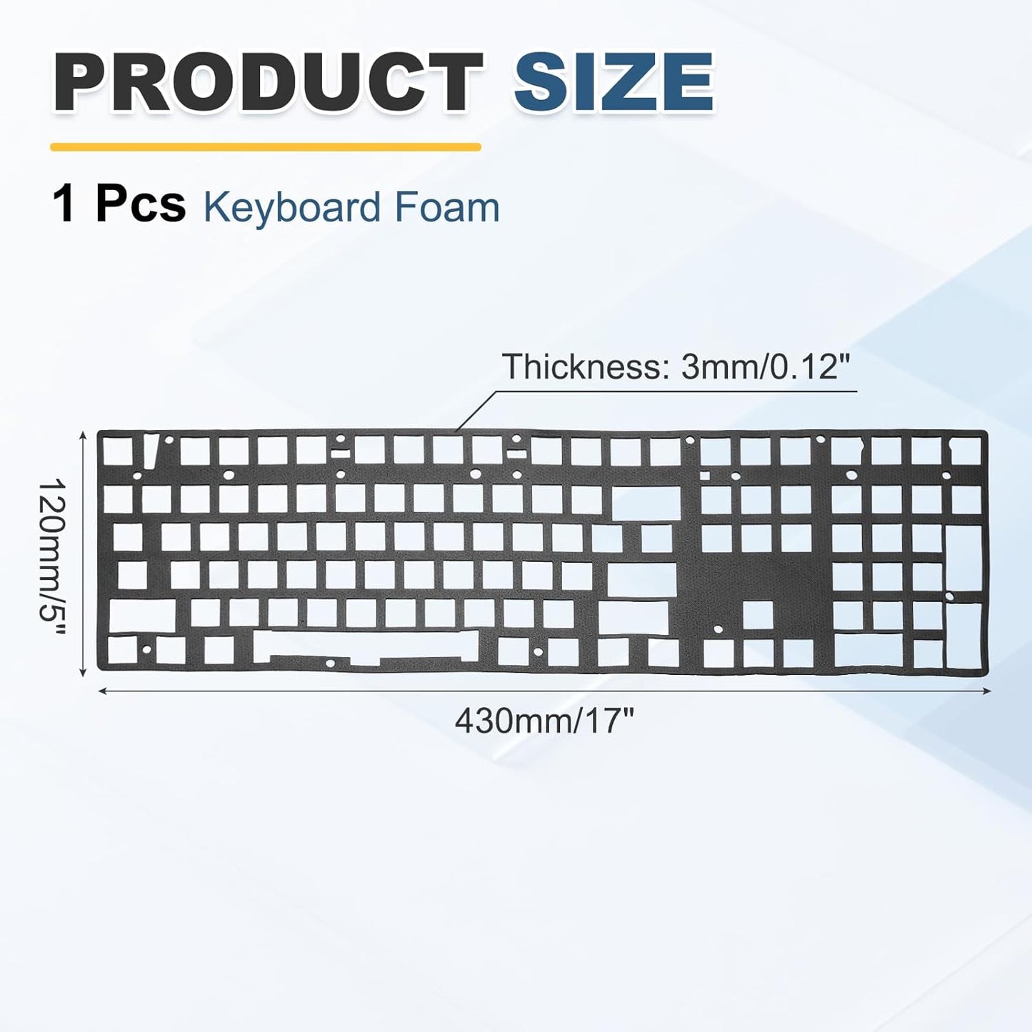 PATIKIL 5 x 17 Inch Keyboard Foam, 104/108 Layout Keyboard Sound Dampening Foam Pad Gasket Switches Dampener for Mechanical Key Boards, Black