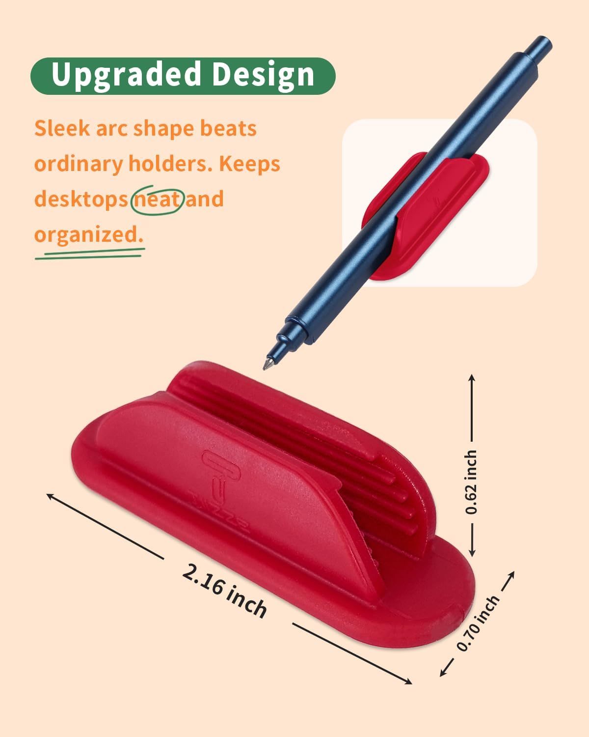 Tiizze 10 Pack Adhesive Pencil Holder for Desk, Silicone Pen Holder for Wall, Clipboard & Laptop with 15 Upgraded Sticky Pads, Rugged Grip Pencil Holders for Classroom Teacher Essentials (Black)