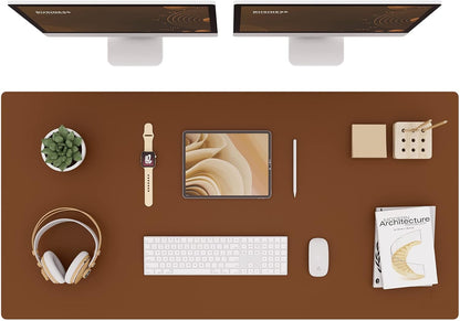 K KNODEL Large Office Leather Desk Mat, Mouse and Keyboard Pad, Computer and Laptop Mat, Desktop Protector and Cover, Writing Pad and Blotter (31.5"x15.7", Black)