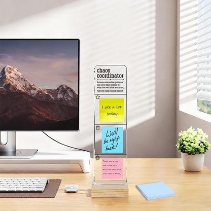 Monitor Memo Board with Removable Wooden Base Acrylic Portable Sticky Note Holder, It's Fine I'm Fine Everything is Fine Logo Office Desk Desk Set Sticky Notes 100 Sheets