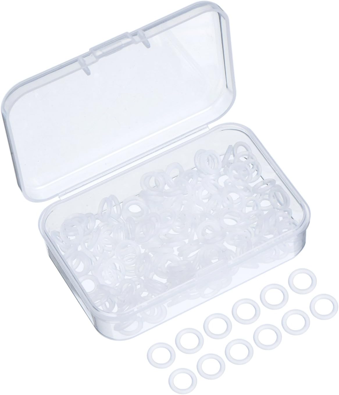Sumind 200 Pieces O Ring Keyboard, O Rings Keycaps, Clear Rubber Keycap Dampeners with Plastic Storage Box for Mx Switch and Mechanical Keys