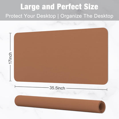 Hsurbtra Desk Pad, 23.6" x 13.8" PU Leather Desk Mat, M Extended Mouse Pad, Waterproof Desktop Blotter Protector, Non-Slip Ultra Thin Small Laptop Keyboard Writing Mat for Office Home, Pink