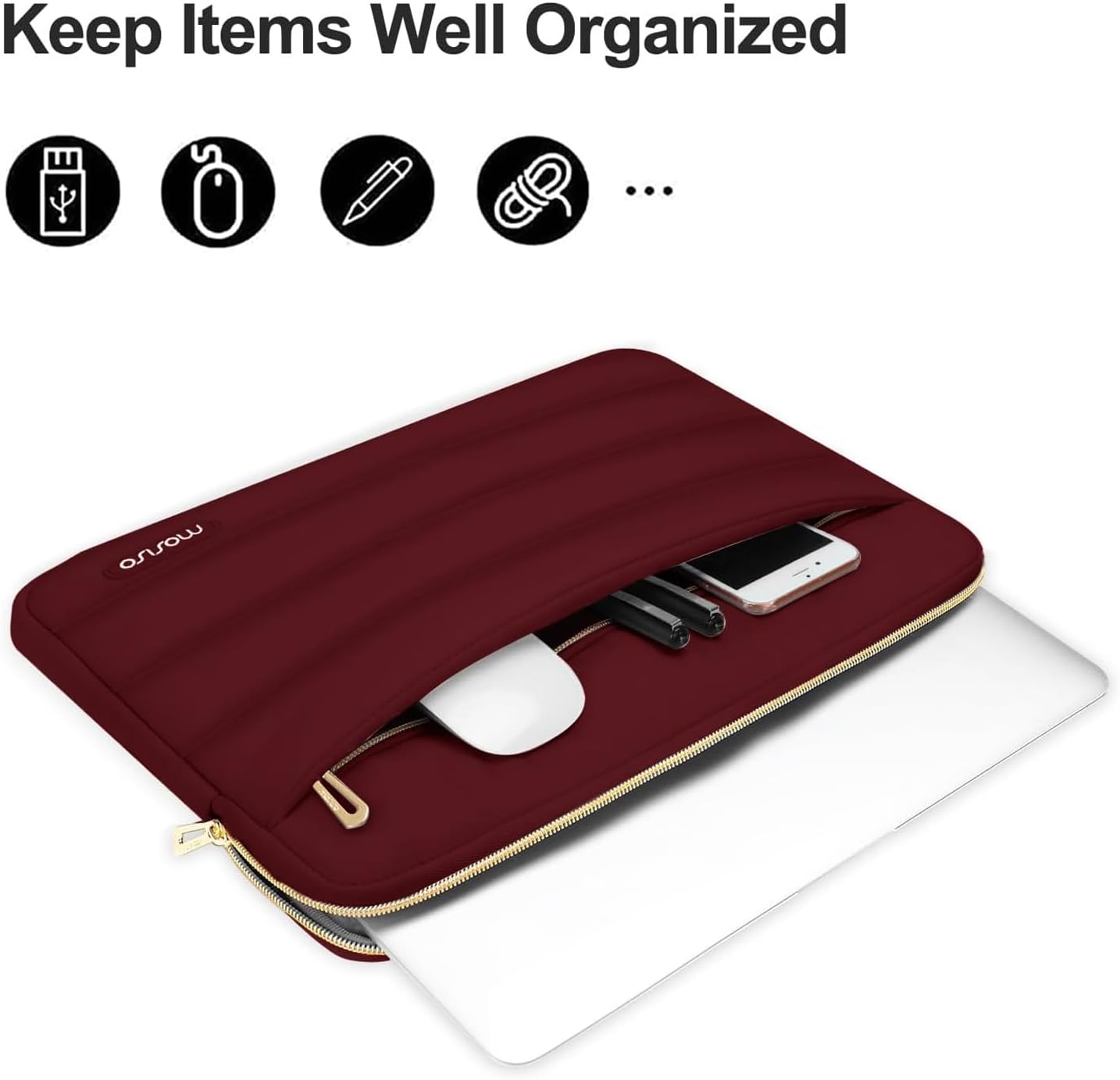 MOSISO Laptop Case 13.3 inch,13-13.3 inch Puffy Laptop Sleeve Compatible with MacBook Neo/Air 13.6 M5 M4 M3 M2 M1/Pro 13/14,HP Dell ASUS Lenovo,Polyester Horizontal Bag with Small Case, Sand