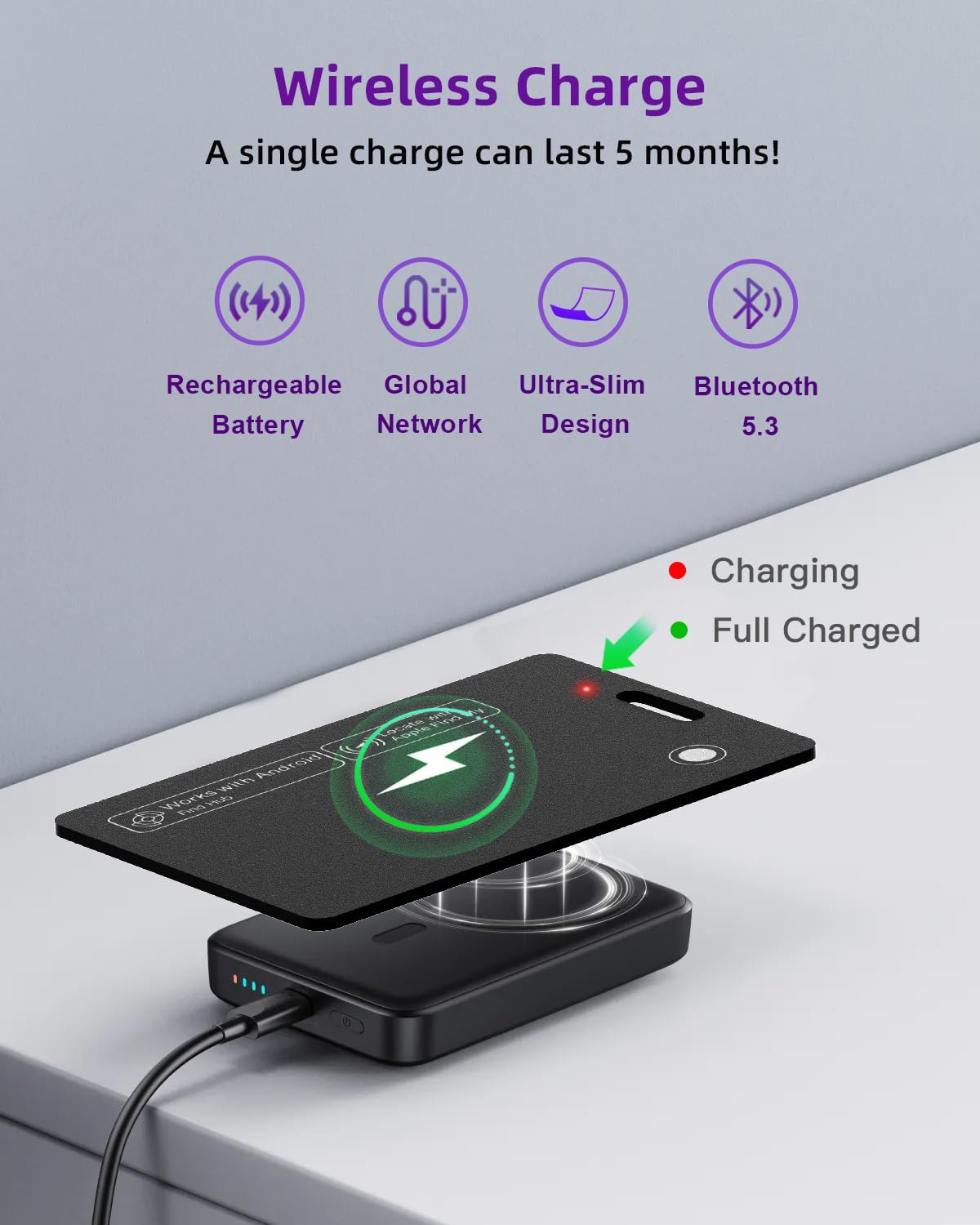 Thin Wallet Tracker Card, Find My or Google'S Find Hub App, Dual System Both iOS and Android Tracker Card, Item Finder for Luggage Passports, Phone,IP68 (1-Black)