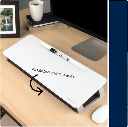 Quartet Dry Erase White Board, Magnetic Desktop Computer Pad for Notetaking, 21" x 7-3/4” Whiteboard, 1 Dry Erase Marker and Keyboard Pad, White Surface (Q090F01-R)