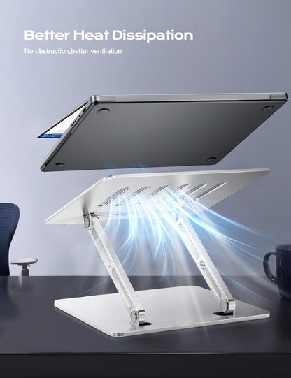 LOXP Adjustable Laptop Stand for Desk, Metal Foldable Laptop Riser Holder, Portable Ventilated Cooling Desk Book Shelf, Ergonomic Computer Notebook Stand Compatible with 10-15.6" Laptops