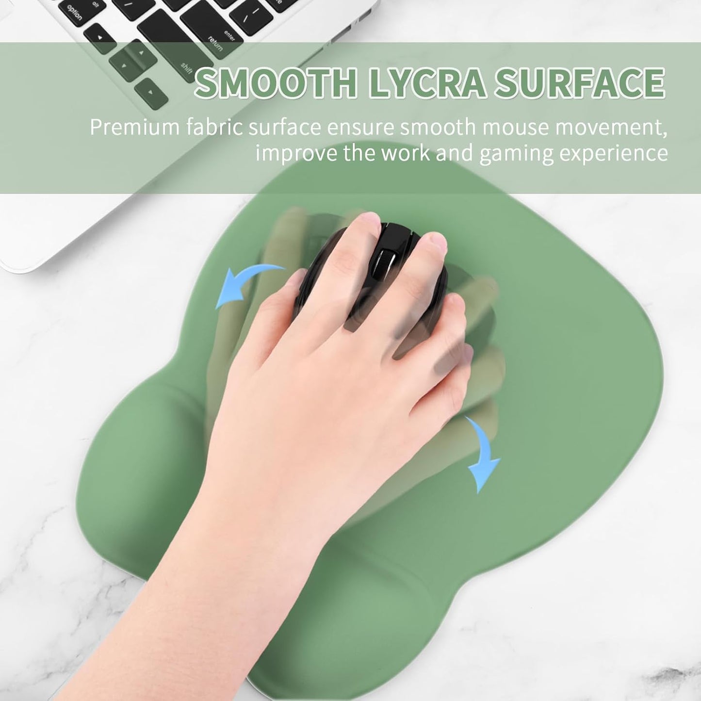 EooCoo Ergonomic Mouse Pad with Wrist Support, Mousepad with Memory Foam Wrist Rest and Non-Slip Base for Computer, Cafe, Home & Office, 9.64 x 8.26 in Office Desk Accessories
