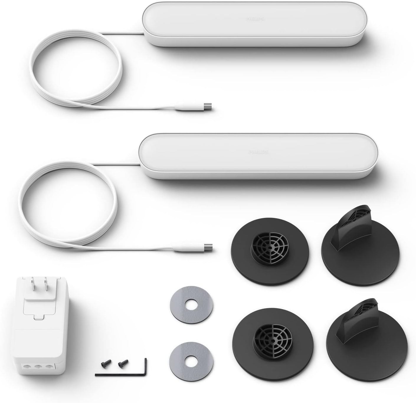 Philips Hue Smart Play Light Bar Base Kit, Black, 2 Pack, White & Color Ambiance LED Color-Changing Light Requires Bridge, Control with App, Works with Alexa, Google Assistant and Apple HomeKit