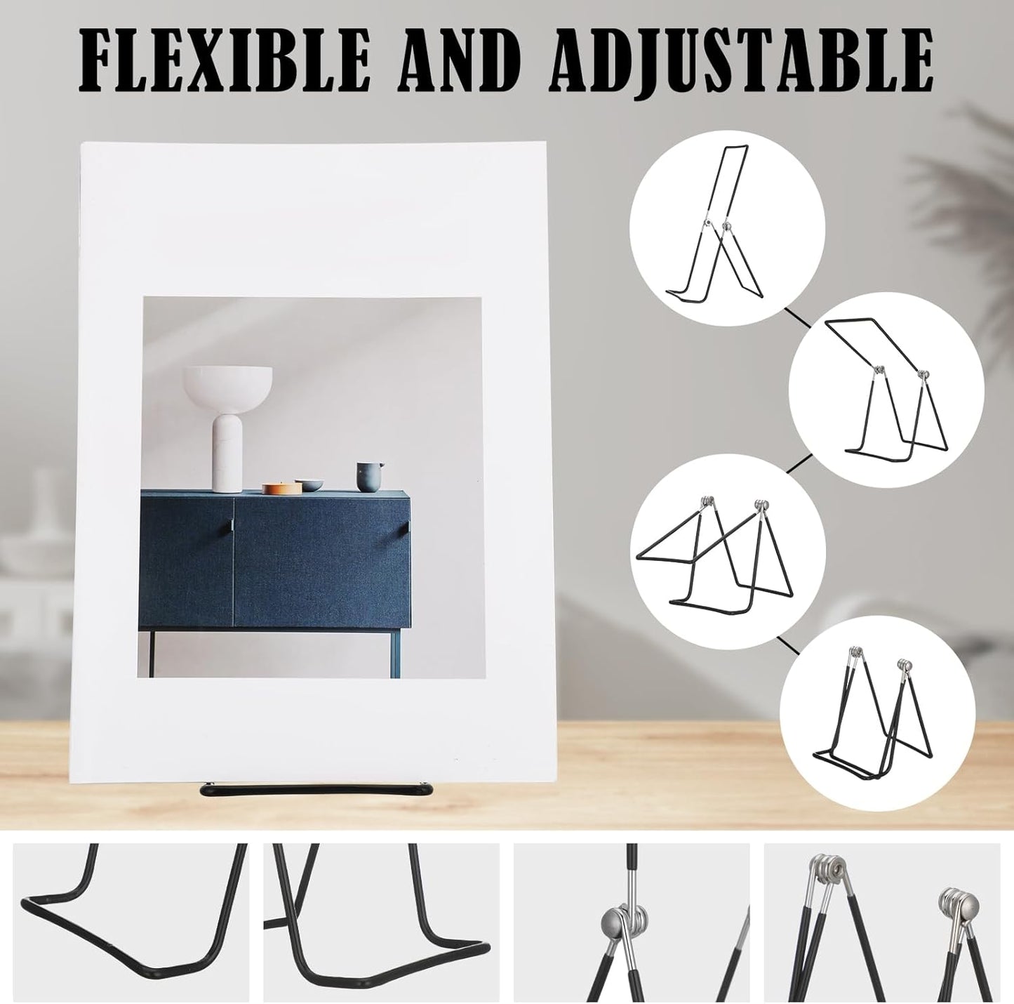 6 Pack 9.17 Inch Large Metal Book Stand for Display Adjustable Display Holder Easel Collector Stand for Home Office Back to School Books Frames Comic Plates Album CD Magazine