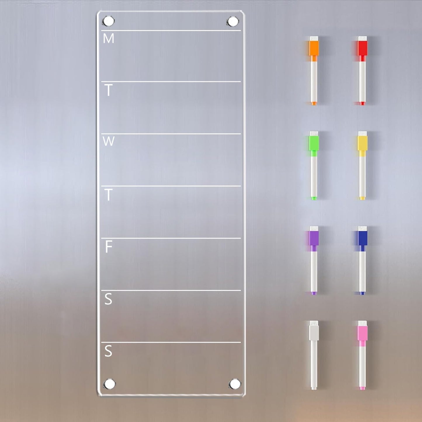 Magnetic Weekly Planner for Fridge 6"x17" Weekly Menu Magnet Fridge Dry Erase Board to Do/Grocery/Shopping List/Chore Chart 8 Markers