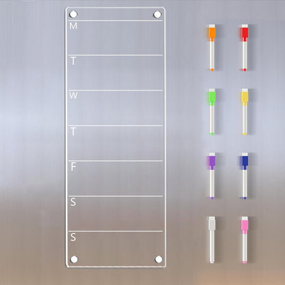 Magnetic Weekly Planner for Fridge 6"x17" Weekly Menu Magnet Fridge Dry Erase Board to Do/Grocery/Shopping List/Chore Chart 8 Markers